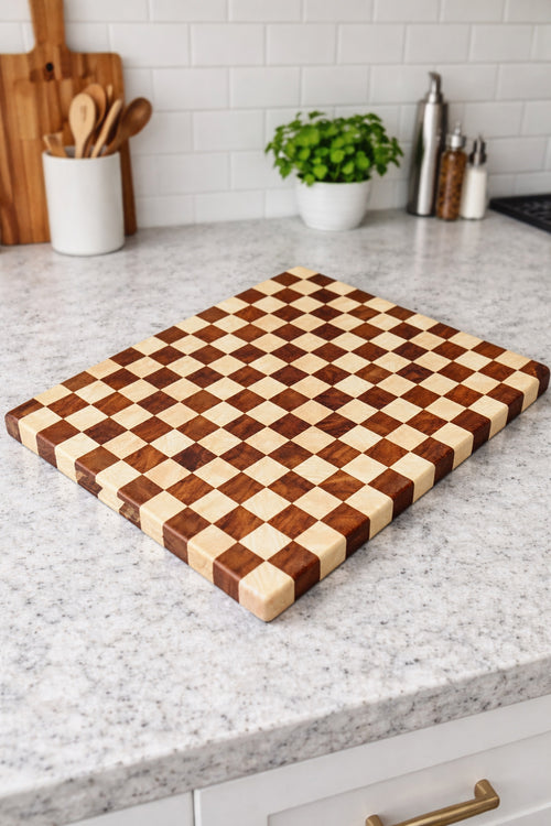 Checkered End Grain Cutting Board | Hinoki Signature
